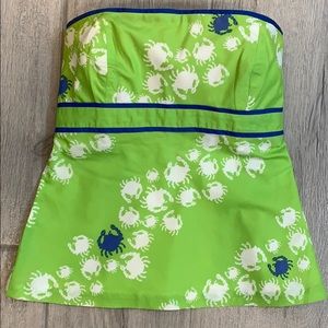 Lilly Pulitzer 0 Strapless Top Crabs